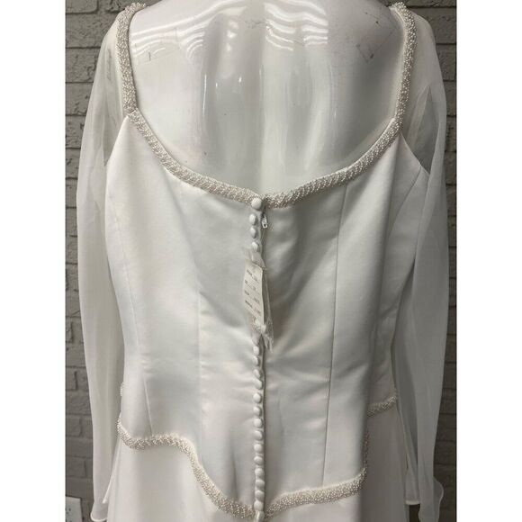 David’s Bridal Michael Angelo White Faux Pearl Wedding Dress Size 20 - Picture 5 of 16